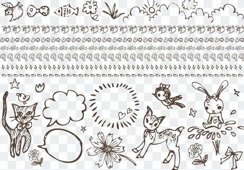 Line line Handwritten girly cute material set Line line Handwritten girly cute material set