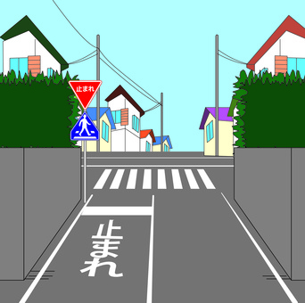 Road Road House Town Intersection Pedestrian Crossing Road Road House Town Intersection Pedestrian Crossing