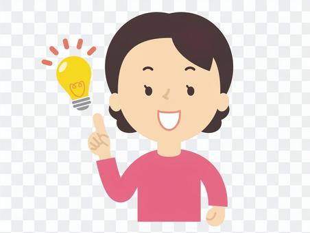 アイデアがひらめくお母さん 電球 気づく アイデアがひらめくお母さん 電球 気づく
