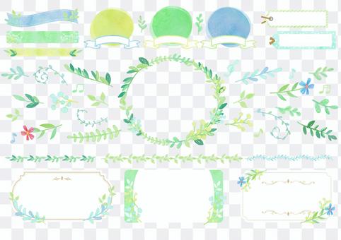 Seasonal material 081 fresh green watercolor frame Seasonal material 081 fresh green watercolor frame