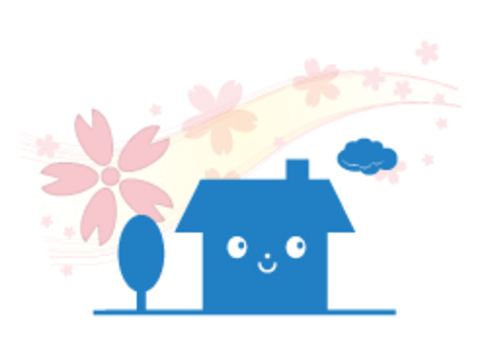 Cherry blossom dwelling (front) _ blue Cherry blossom dwelling (front) _ blue