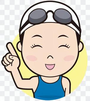 Pointing Female Swimmer (Smile) Pointing Female Swimmer (Smile)