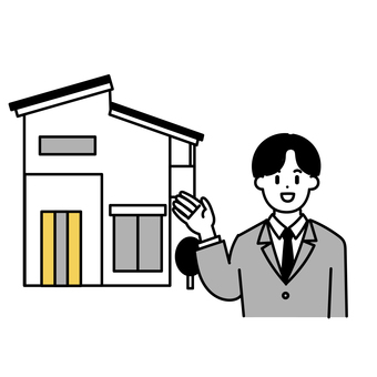 Real estate salesman and single-family home (simple) Real estate salesman and single-family home (simple)