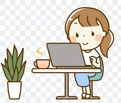 Woman working in a cafe Woman working in a cafe