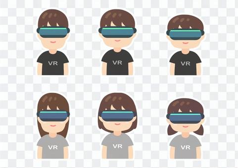 VRを体験する男女セット VRを体験する男女セット
