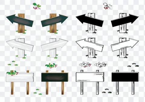 板の立て札ピックアップ カラーと線画 板の立て札ピックアップ カラーと線画