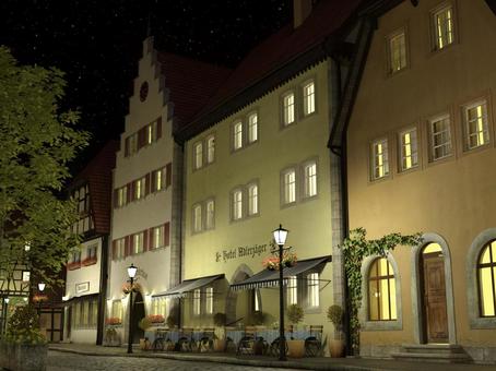 City at night: Medieval building style City at night: Medieval building style