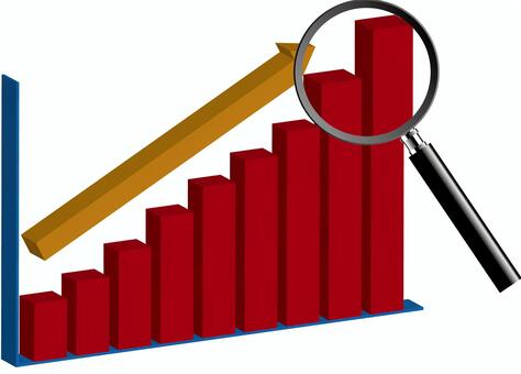 Graph and magnifying glass Graph and magnifying glass