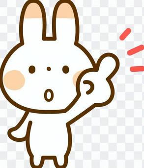 A finger-pointing rabbit A finger-pointing rabbit