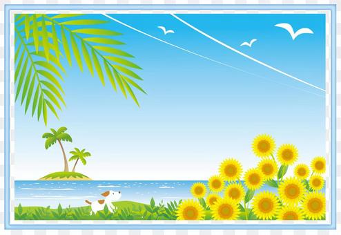 Sunflower and summer landscape frame Sunflower and summer landscape frame