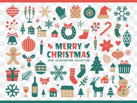 クリスマスのシンプルなアイコンイラスト クリスマスのシンプルなアイコンイラスト