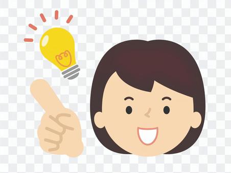 アイデア 指差し 電球 女の子 アイデア 指差し 電球 女の子
