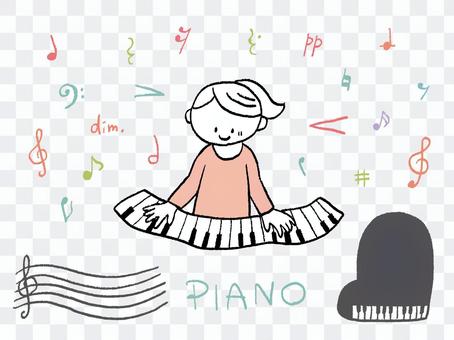 Hand-painted piano and musical note colors Hand-painted piano and musical note colors