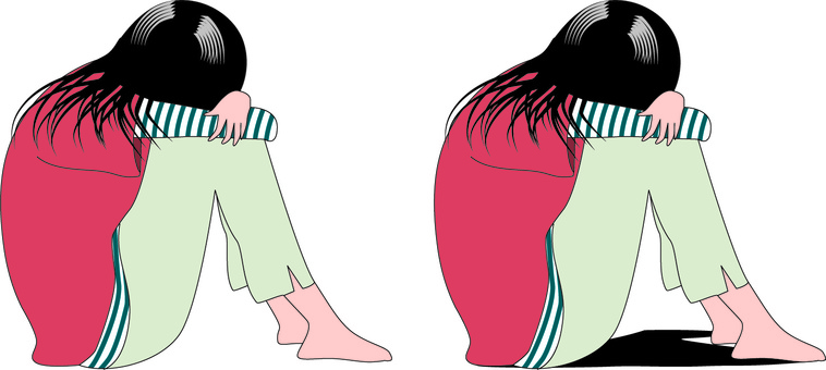Depressed lonely sitting woman sideways Depressed lonely sitting woman sideways
