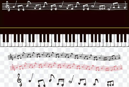Musical notes and keyboard design material (postcard brush) Musical notes and keyboard design material (postcard brush)