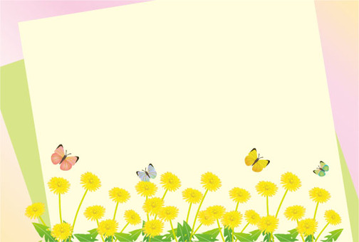 Dandelion flower garden and a butterfly postcard Dandelion flower garden and a butterfly postcard