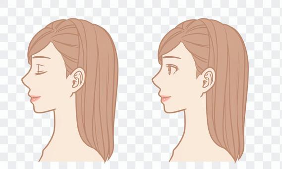 Female face (profile / grated hair) Female face (profile / grated hair)