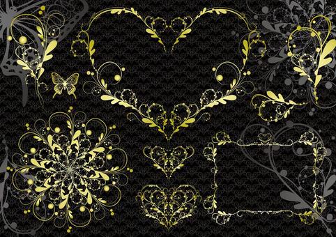 Elegant frame and pattern set with black background Elegant frame and pattern set with black background