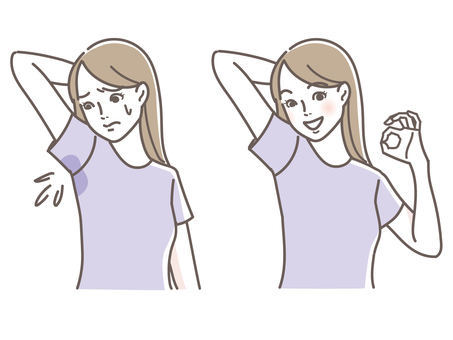 A woman suffering from sweat stains on her side A woman suffering from sweat stains on her side