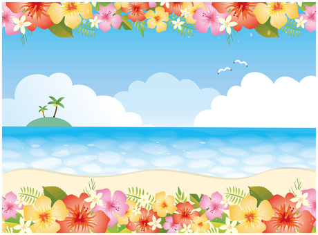 Tropical hibiscus sea background Tropical hibiscus sea background