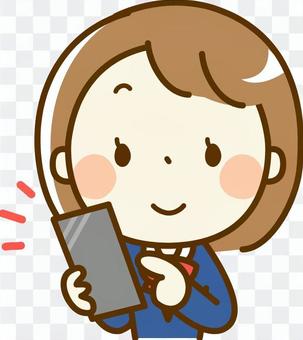 Female students who operate smartphones Female students who operate smartphones
