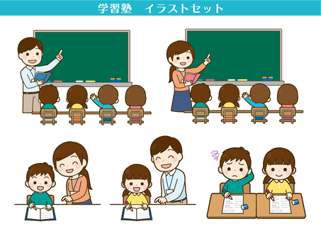Cram school illustration set Cram school illustration set