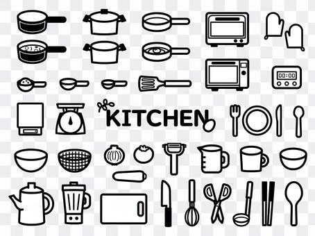 Kitchen illustration set monochrome Kitchen illustration set monochrome