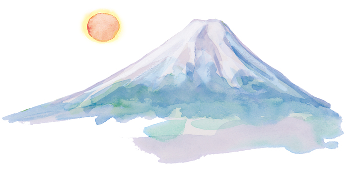 Mt. Fuji and the sun watercolor cut out Mt. Fuji and the sun watercolor cut out