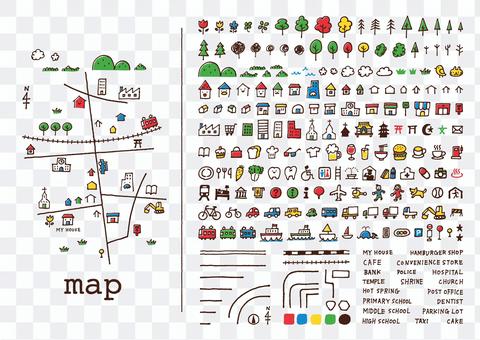 Hand-drawn map <color> Hand-drawn map <color>
