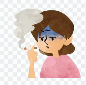 A woman smoking a cigarette A woman smoking a cigarette