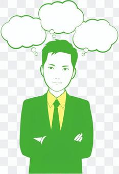 Male business man under consideration Male business man under consideration