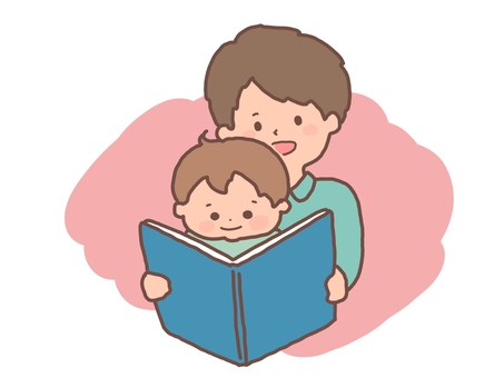Storytelling of picture books Father and son parent and child Storytelling of picture books Father and son parent and child