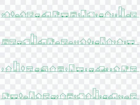 Green streets of simple lines Green streets of simple lines