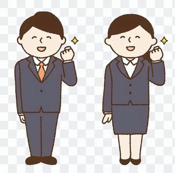 New employee men and women in suits doing guts pose New employee men and women in suits doing guts pose