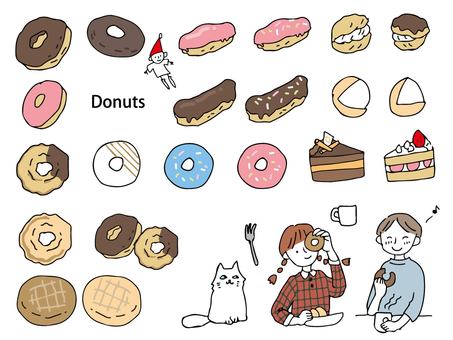 Hand drawn donut set Hand drawn donut set