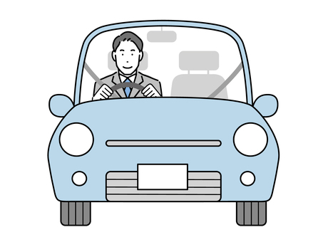 Man in suit driving a car Man in suit driving a car