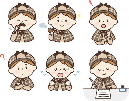 Child detective icon set boy 1 Child detective icon set boy 1