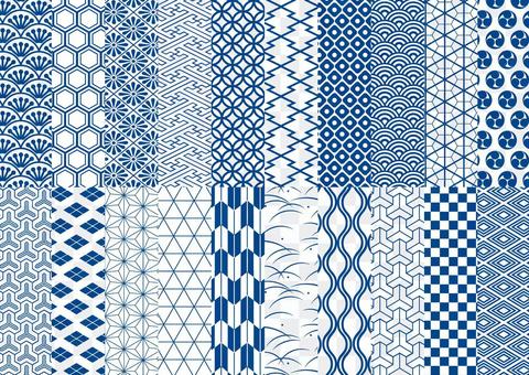 Japanese Pattern Seamless Pattern Set (Blue) Japanese Pattern Seamless Pattern Set (Blue)