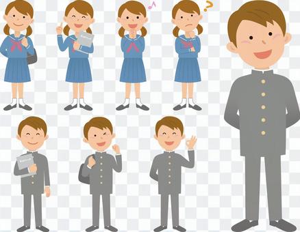 80213. Junior high school student, full body, set 2 80213. Junior high school student, full body, set 2