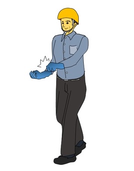 Wearing protective gloves Wearing protective gloves