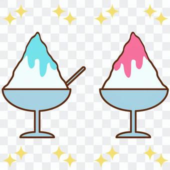 Shaved ice blue Hawaii and strawberry flavor Shaved ice blue Hawaii and strawberry flavor