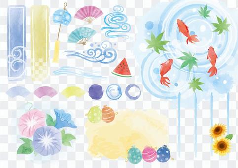 各种夏季水彩材料 各种夏季水彩材料