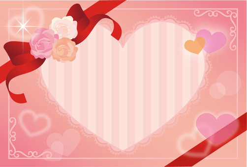 Heart ribbon and rose frame Heart ribbon and rose frame