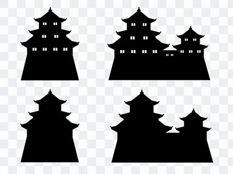 Japanese castle Silhouette material set Japanese castle Silhouette material set