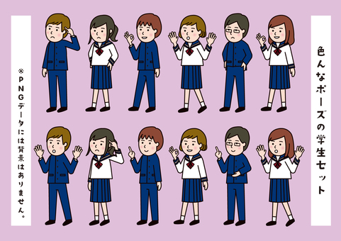 Sailor suit & school run student in various poses Sailor suit & school run student in various poses