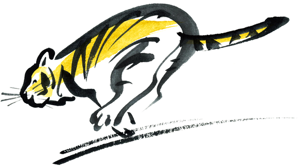 New Year's material running tiger hand-painted New Year's material running tiger hand-painted
