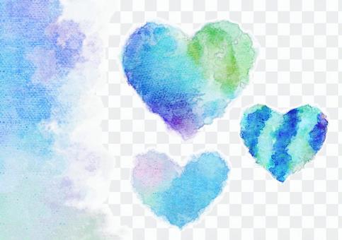 Blue gradation heart color watercolor set Blue gradation heart color watercolor set