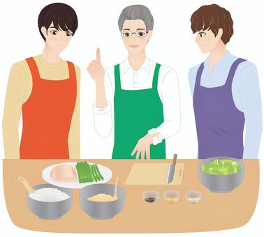 A man attending a cooking class A man attending a cooking class