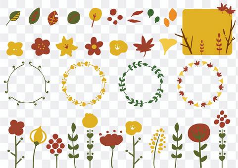 かわいい秋の手描きイラストセット かわいい秋の手描きイラストセット