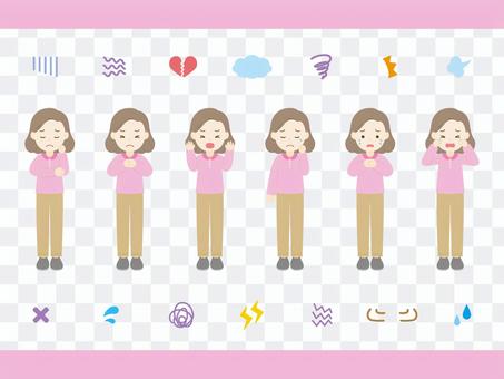 中年女性の表情セット_全身。05 中年女性の表情セット_全身。05